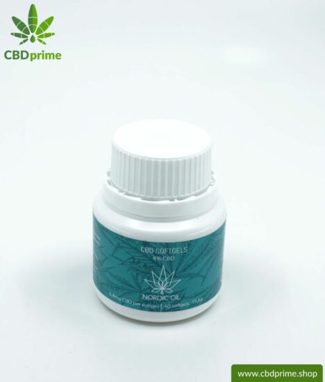 CBD SOFTGEL CAPSULES of cannabis plant with 4% CBD content. Without THC. Biologically produced by Nordic Oil.