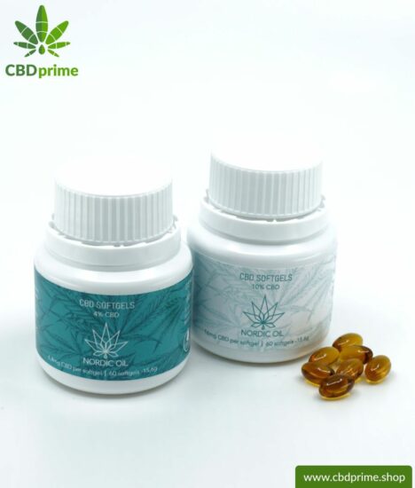 Variants of CBD SOFTGEL CAPSULES of cannabis plant. Biologically produced by Nordic Oil.
