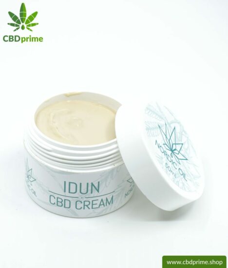 IDUN CBD moisturizer. Skin cream for optimal hydration with the power of cannabis plant. Without THC. Vegan.