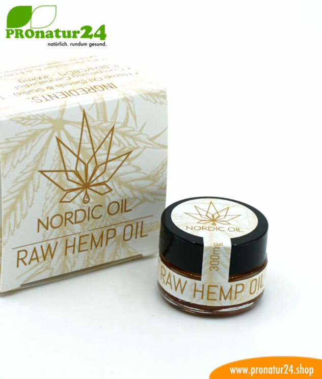 RAW CBD & CBDa hemp oil. Extraction without heat input of cannabis plant with 30% CBD content. Without THC. Vegan.